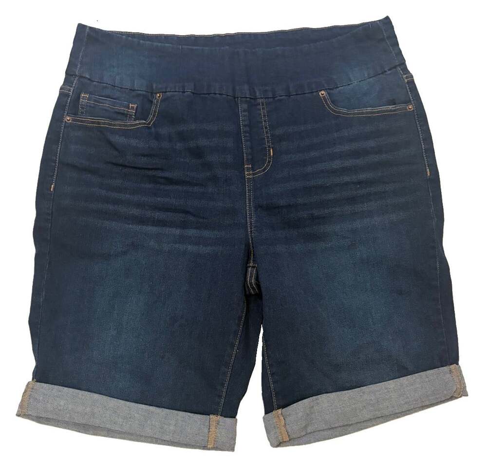 Terra & Sky Shorts Women’s 0X(14W) Dark Wash Pull On Cuffed